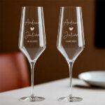 Pack de 2 Copas de Champagne con Corazón, Fecha y Nombres personalizados Miniatura de Pack de 2 Copas de Champagne con Corazón, Fecha y Nombres personalizados
