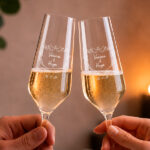 Miniatura de Pack de 2 Copas de Champagne Palomas con Nombres y Fecha personalizada