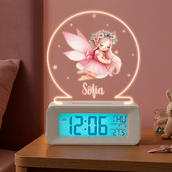 Reloj Despertador Hada con Luz y Nombre personalizado