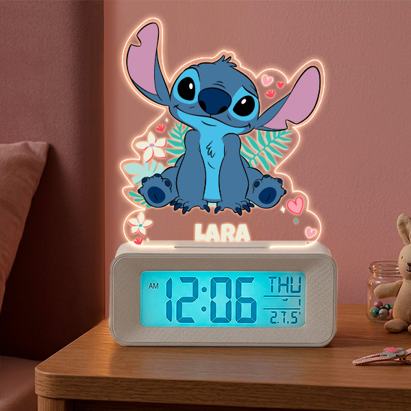 Reloj Despertador Stitch con Luz y Nombre personalizado