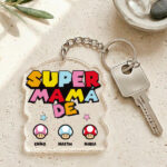 Llavero Super Mamá con Nombres personalizados Miniatura de Llavero Super Mamá con Nombres personalizados