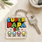 Llavero Super Papá con Nombres personalizados Miniatura de Llavero Super Papá con Nombres personalizados