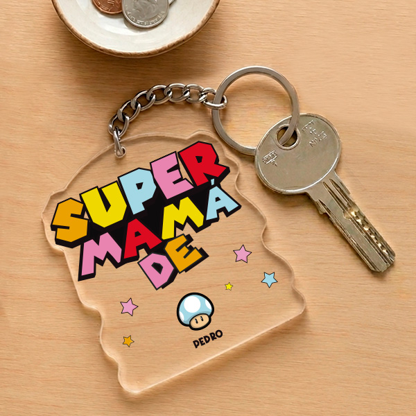Llavero Super Mamá con Nombres personalizados