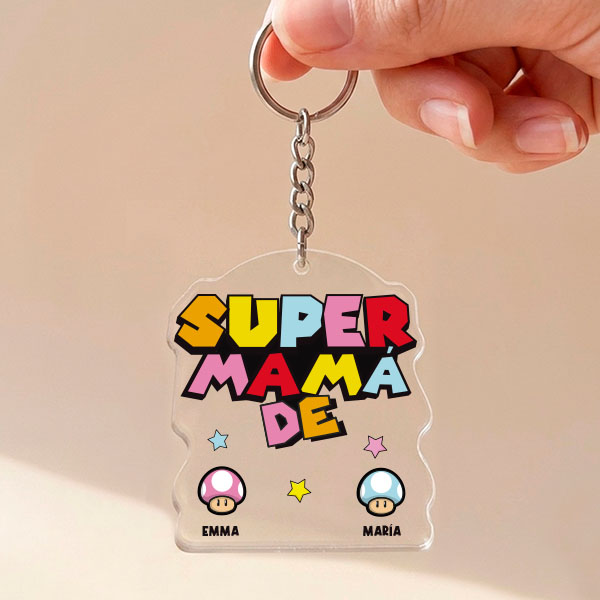 Llavero Super Mamá con Nombres personalizados