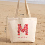 Miniatura de Tote Bag Inicial de Flores con Nombre personalizado