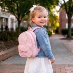 Miniatura de Mochila Infantil Rosa con Hojas y Nombre personalizado