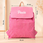 Miniatura de Mochila Saco Infantil Cuadros Rosas personalizada