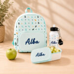 Miniatura de Pack Escolar Infantil Verde con Hojas y Nombre personalizado