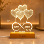 Miniatura de Lámpara Infinito Corazones con Nombres y Fecha personalizada