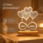 Miniatura de Lámpara Infinito Corazones con Nombres y Fecha personalizada