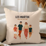 Coussin Famille de Face avec Noms et Texte personnalisé Vignette de Coussin Famille de Face avec Noms et Texte personnalisé