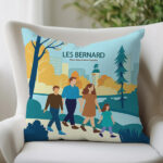 Vignette de Coussin Famille au Parc avec Noms et Texte personnalisé