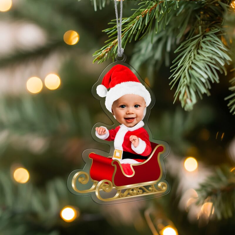Pack de décorations pour sapin de bébé Père Noël avec photo personnalisées