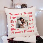 Vignette de Coussin Je t’aime avec photo personnalisé