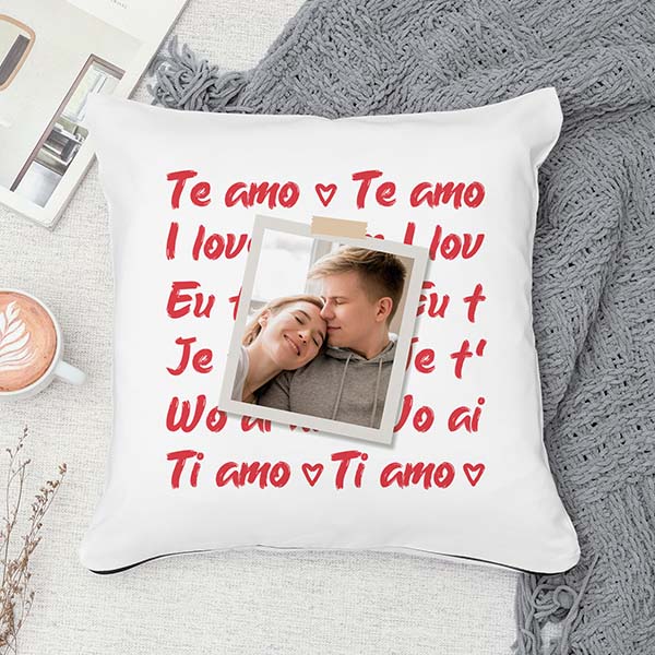 Coussin Je t’aime avec photo personnalisé