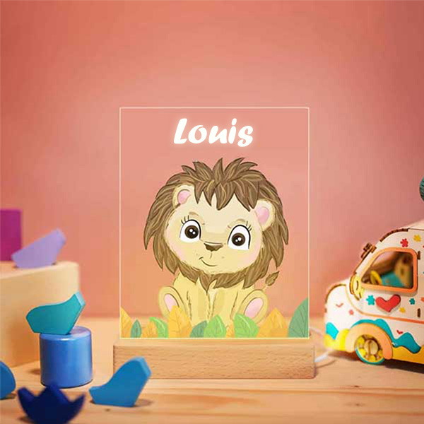 Veilleuse animaux pour enfants avec prénom personnalisé