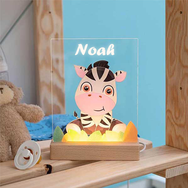 Veilleuse animaux pour enfants avec prénom personnalisé