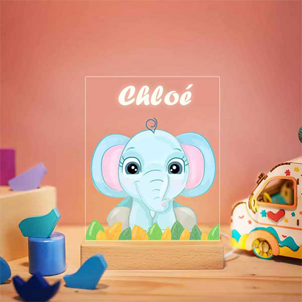 Veilleuse animaux pour enfants avec prénom personnalisé