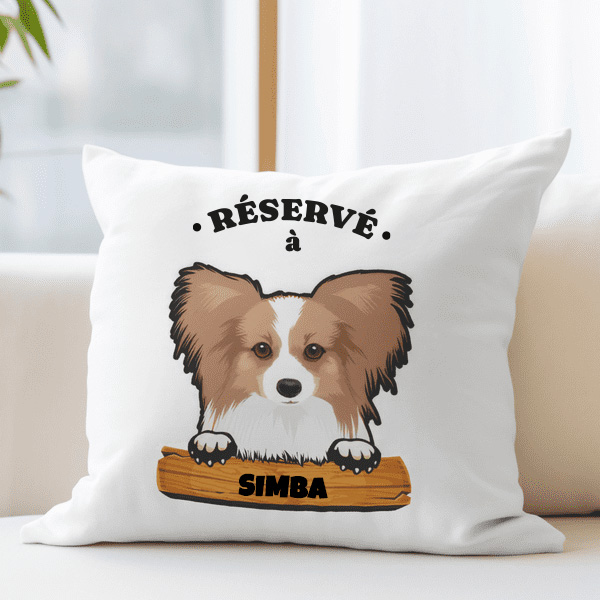 Coussin avec panneau personnalisé et Nom de l’Animal de Compagnie