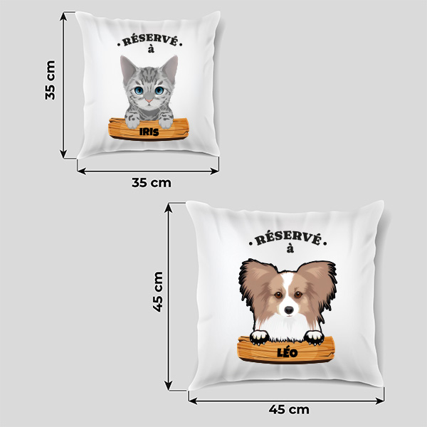 Coussin avec panneau personnalisé et Nom de l’Animal de Compagnie
