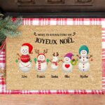 Vignette de Paillasson de Noël Bonhomme de Neige avec Noms personnalisé
