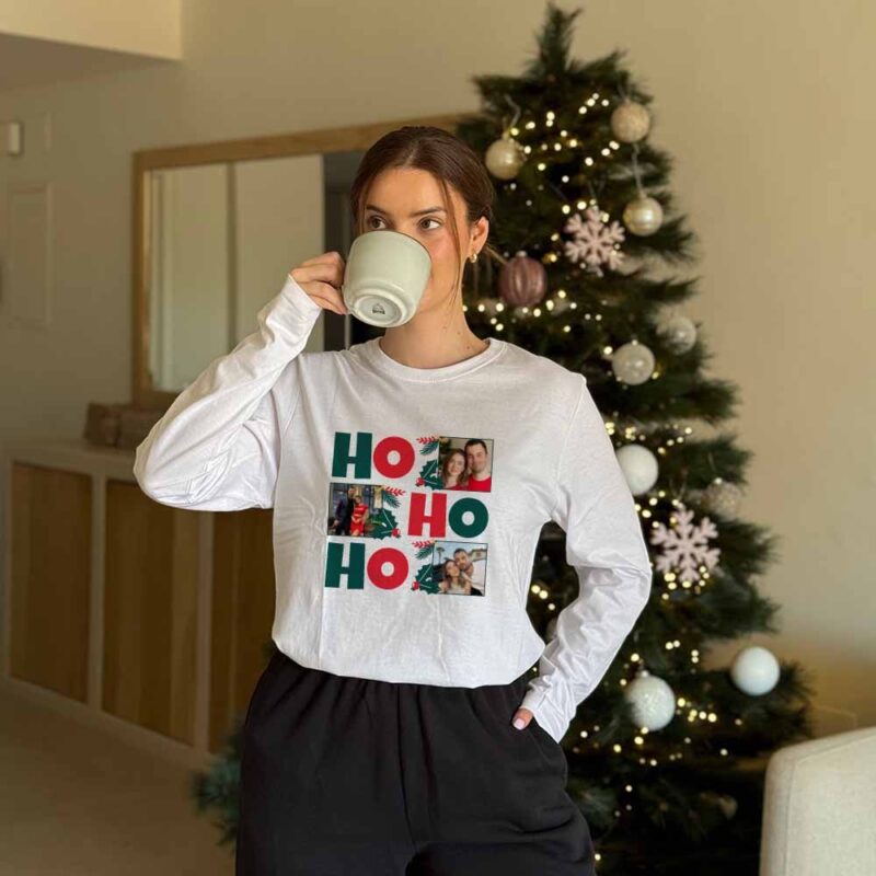 Pyjama HO HO HO avec trois photos personnalisé