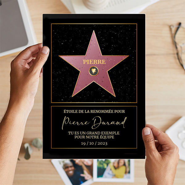 Plaque Hollywood avec textes personnalisée