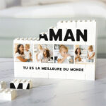 Vignette de Puzzle de Blocs Maman avec Quatre Photos et Texte Personnalisé