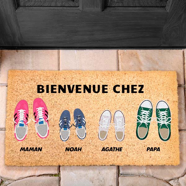 Paillasson Chaussures avec Noms et Texte personnalisé