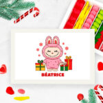 Vignette de Boîte de Bonbons avec Poupée Labubu de Noël avec Nom personnalisé