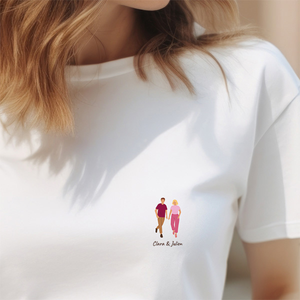T-shirt Illustré Portrait Frontal avec Texte Personnalisé