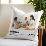 Vignette de Coussin Cœurs avec Photo et Date personnalisé