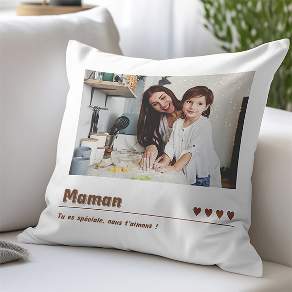Coussin Cœurs avec Photo et Date personnalisé