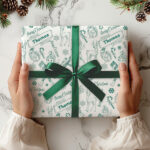 Vignette de Papier Cadeau Motif de Noël avec Prénom Personnalisé