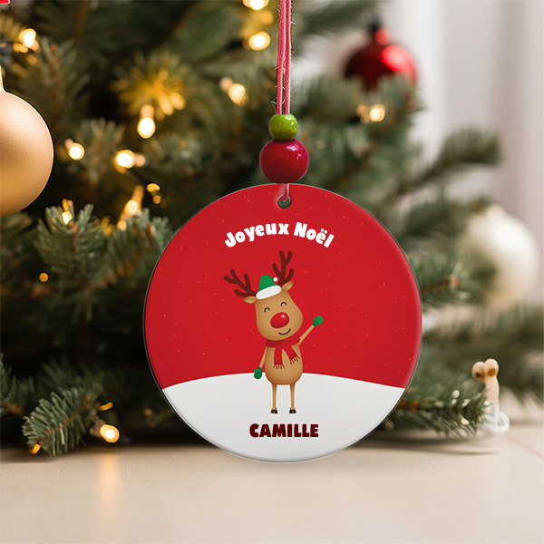Pack de décorations pour sapin de Noël avec Rennes avec prénoms personnalisés
