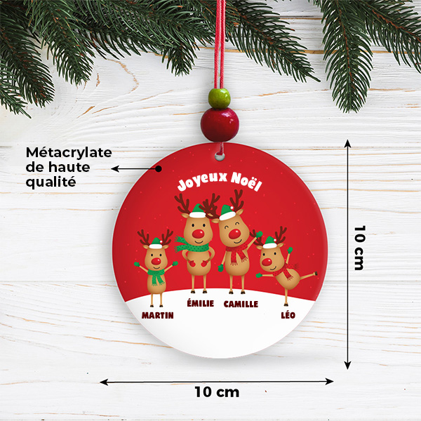 Pack de décorations pour sapin de Noël avec Rennes avec prénoms personnalisés