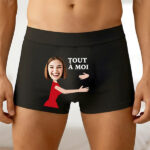 Boxer avec la phrase « RIEN QU'À MOI » et photo personnalisée Vignette de Boxer avec la phrase « RIEN QU'À MOI » et photo personnalisée