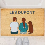 Vignette de Paillasson avec Illustration de Famille de Dos et Texte Personnalisé
