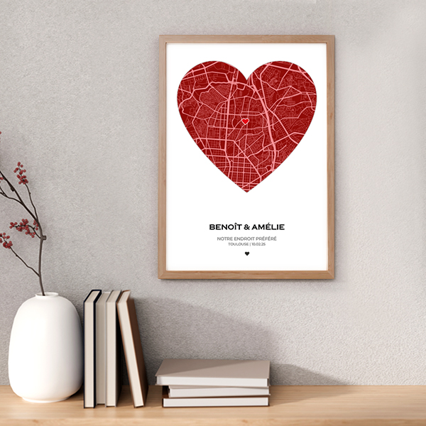 Affiche Carte de l’Amour avec Localisation Personnalisée