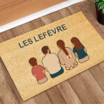 Vignette de Paillasson avec Illustration de Famille de Dos et Texte Personnalisé