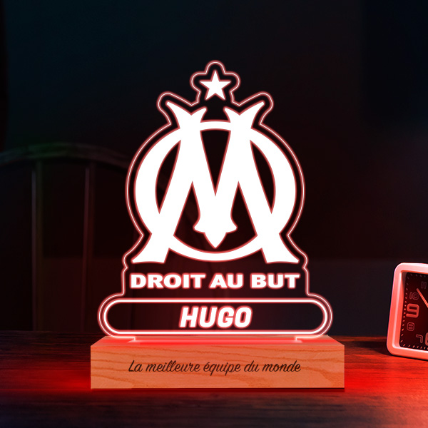 Lampe avec Écusson Olympique de Marseille (OM) personnalisée