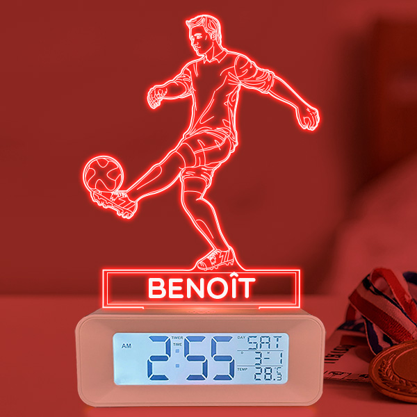 Réveil lumineux Joueur de Football personnalisé