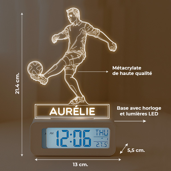 Réveil lumineux Joueur de Football personnalisé