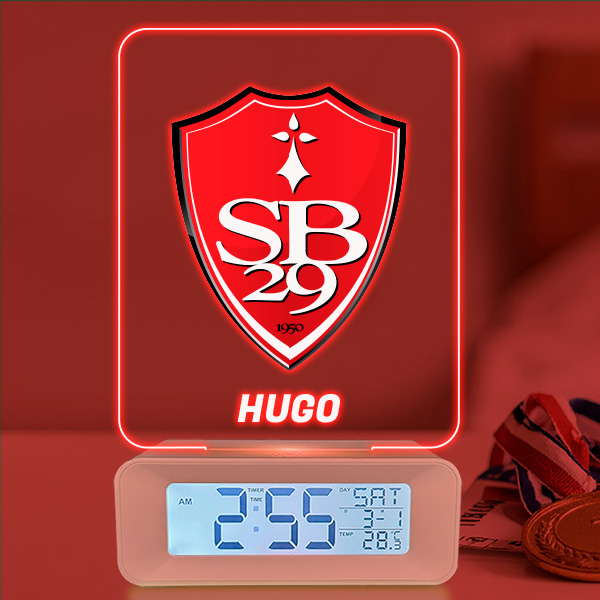 Réveil lumineux avec votre blason personnalisé