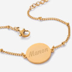 Bracelet Femme avec Pendentif Rond et Texte personnalisé Vignette de Bracelet Femme avec Pendentif Rond et Texte personnalisé