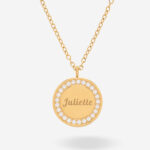 Vignette de Collier rond avec brillants et texte personnalisé