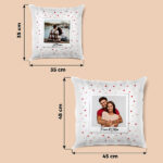 Vignette de Coussin Polaroid avec Cœurs, Photo et Texte personnalisé