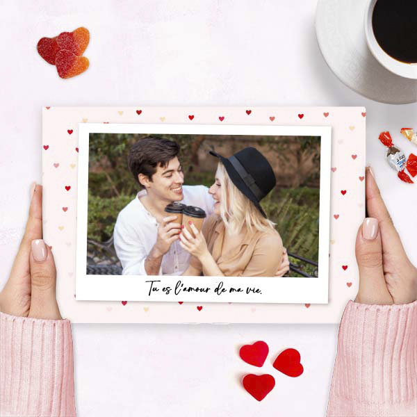 Boîte de Bonbons Polaroid Cœurs personnalisée avec Photo et Texte