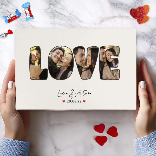 Boîte de Bonbons Love personnalisée avec Photo et Prénom