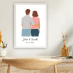 Vignette de Affiche avec illustration personnalisée de couple de dos